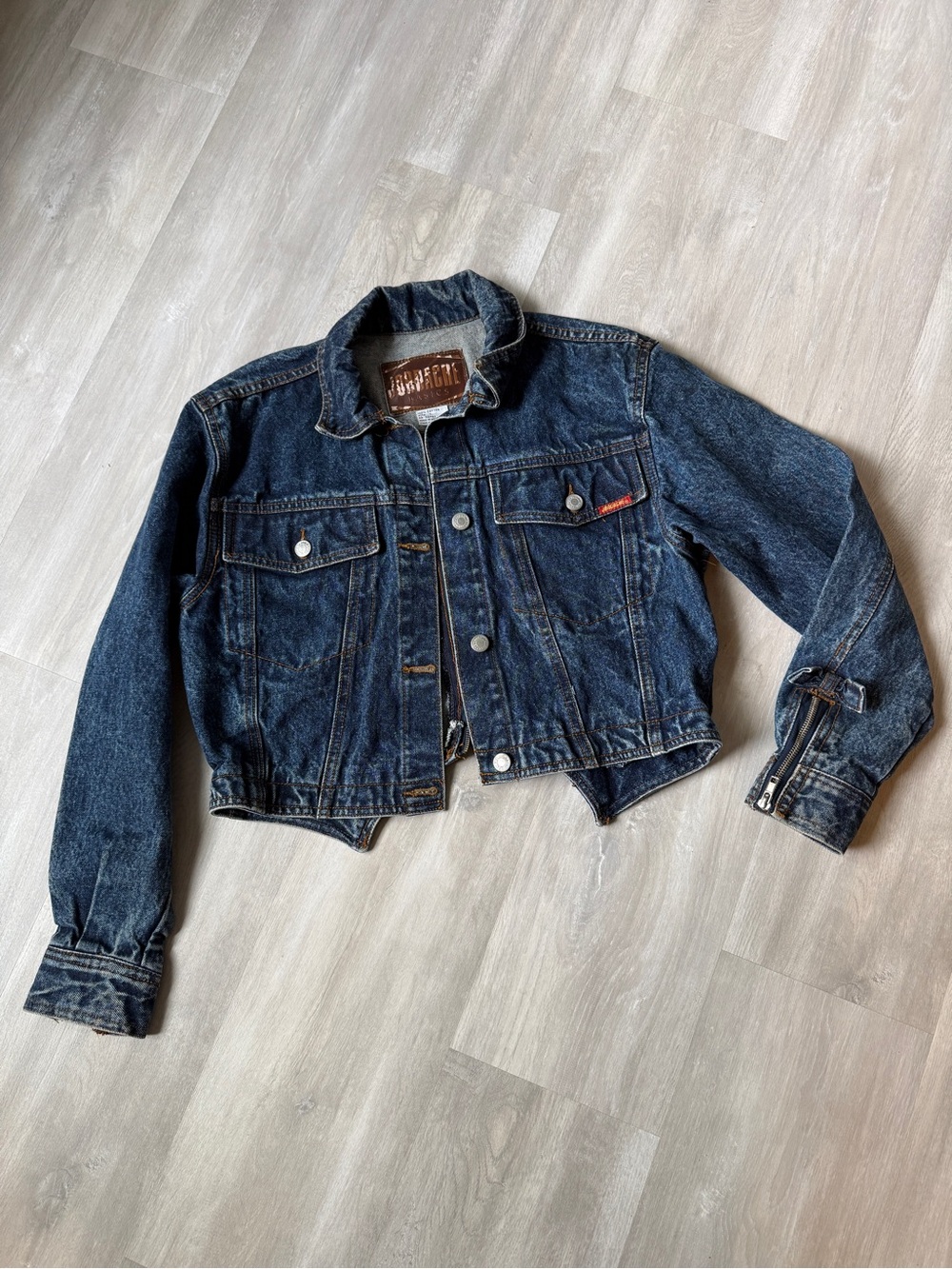 💙 VTG Jordache Cropped Denim Trucker Jacket | Women’s size Large